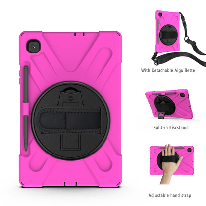 For Samsung Galaxy Tab S6 Lite P610 Shockproof Colorful Silicone + PC Protective Case with Holder & Shoulder Strap & Hand Strap & Pen Slot(Rose Red) - Tab S6 Lite P610 / P615 by buy2fix | Online Shopping UK | buy2fix