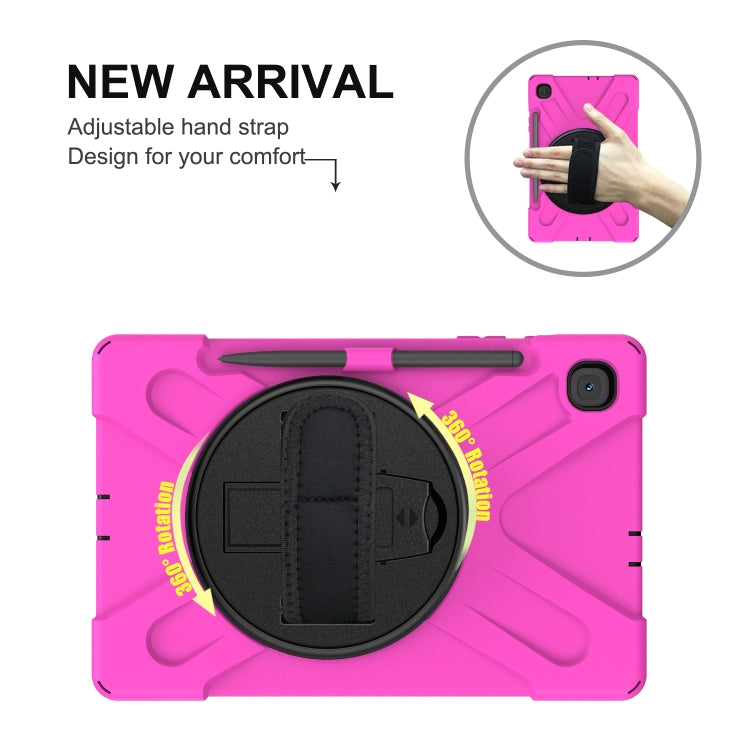 For Samsung Galaxy Tab S6 Lite P610 Shockproof Colorful Silicone + PC Protective Case with Holder & Shoulder Strap & Hand Strap & Pen Slot(Rose Red) - Tab S6 Lite P610 / P615 by buy2fix | Online Shopping UK | buy2fix