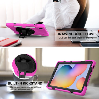 For Samsung Galaxy Tab S6 Lite P610 Shockproof Colorful Silicone + PC Protective Case with Holder & Shoulder Strap & Hand Strap & Pen Slot(Rose Red) - Tab S6 Lite P610 / P615 by buy2fix | Online Shopping UK | buy2fix