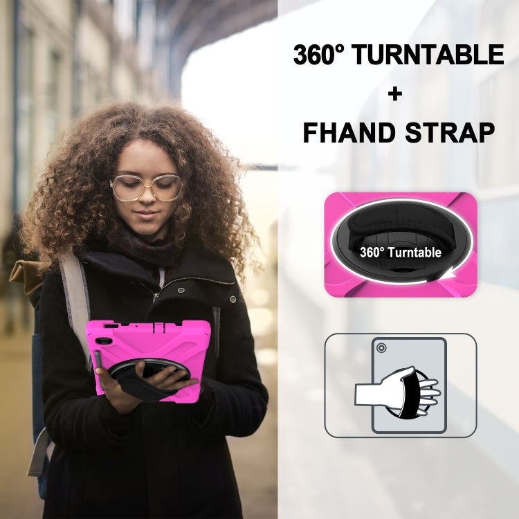 For Samsung Galaxy Tab S6 Lite P610 Shockproof Colorful Silicone + PC Protective Case with Holder & Shoulder Strap & Hand Strap & Pen Slot(Rose Red) - Tab S6 Lite P610 / P615 by buy2fix | Online Shopping UK | buy2fix