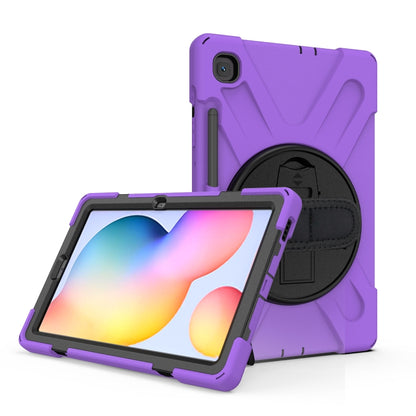 For Samsung Galaxy Tab S6 Lite P610 Shockproof Colorful Silicone + PC Protective Case with Holder & Shoulder Strap & Hand Strap & Pen Slot(Purple) - Tab S6 Lite P610 / P615 by buy2fix | Online Shopping UK | buy2fix