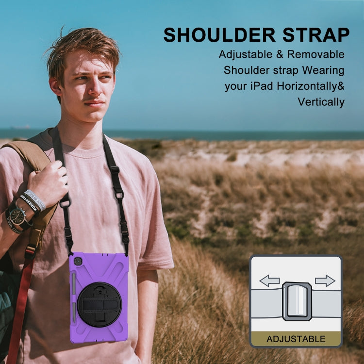 For Samsung Galaxy Tab S6 Lite P610 Shockproof Colorful Silicone + PC Protective Case with Holder & Shoulder Strap & Hand Strap & Pen Slot(Purple) - Tab S6 Lite P610 / P615 by buy2fix | Online Shopping UK | buy2fix