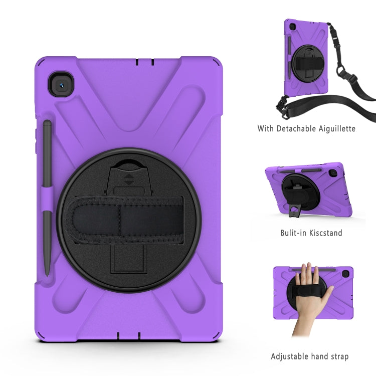 For Samsung Galaxy Tab S6 Lite P610 Shockproof Colorful Silicone + PC Protective Case with Holder & Shoulder Strap & Hand Strap & Pen Slot(Purple) - Tab S6 Lite P610 / P615 by buy2fix | Online Shopping UK | buy2fix