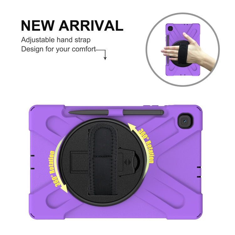 For Samsung Galaxy Tab S6 Lite P610 Shockproof Colorful Silicone + PC Protective Case with Holder & Shoulder Strap & Hand Strap & Pen Slot(Purple) - Tab S6 Lite P610 / P615 by buy2fix | Online Shopping UK | buy2fix