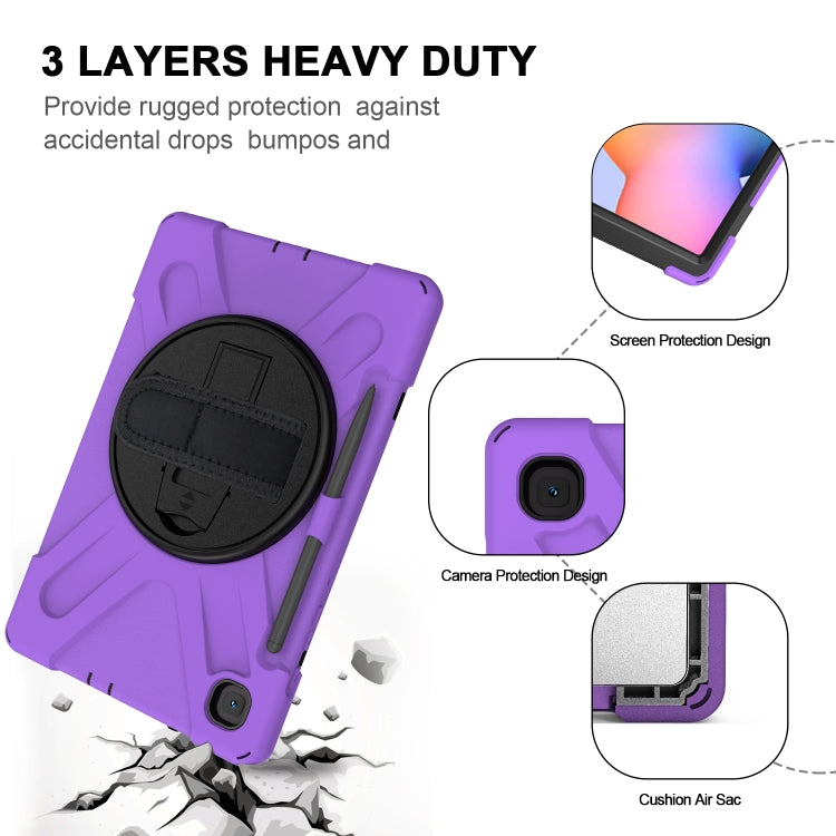 For Samsung Galaxy Tab S6 Lite P610 Shockproof Colorful Silicone + PC Protective Case with Holder & Shoulder Strap & Hand Strap & Pen Slot(Purple) - Tab S6 Lite P610 / P615 by buy2fix | Online Shopping UK | buy2fix