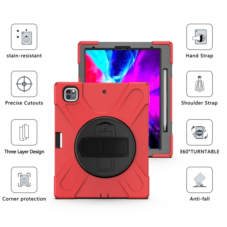 For iPad Pro 12.9 2021 / 2020 Shockproof Colorful Silicone + PC Protective Tablet Case with Holder & Shoulder Strap & Hand Strap & Pen Slot(Red) - iPad Pro 12.9 (2020) Cases by buy2fix | Online Shopping UK | buy2fix