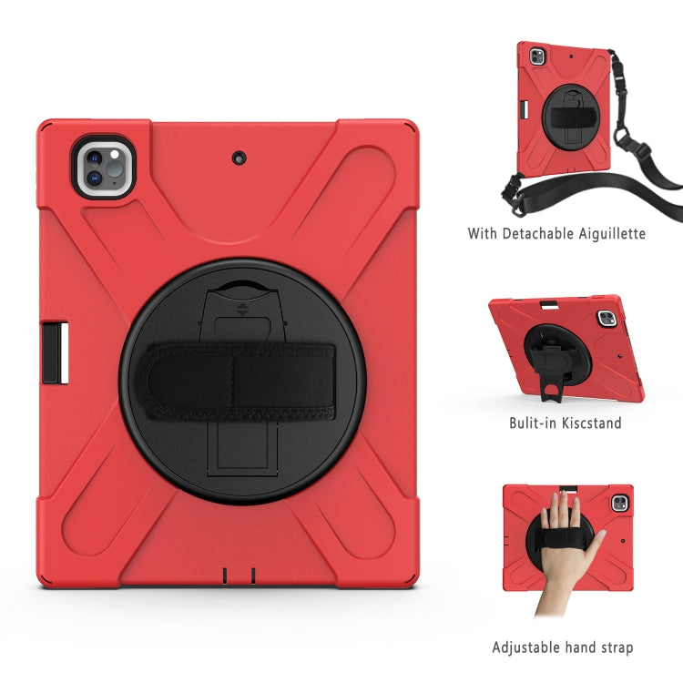 For iPad Pro 12.9 2021 / 2020 Shockproof Colorful Silicone + PC Protective Tablet Case with Holder & Shoulder Strap & Hand Strap & Pen Slot(Red) - iPad Pro 12.9 (2020) Cases by buy2fix | Online Shopping UK | buy2fix