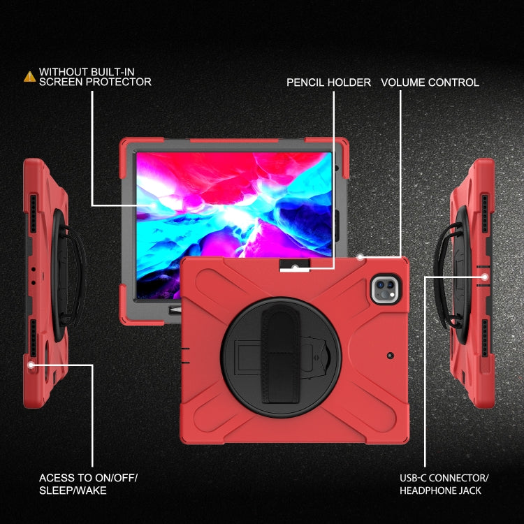For iPad Pro 12.9 2021 / 2020 Shockproof Colorful Silicone + PC Protective Tablet Case with Holder & Shoulder Strap & Hand Strap & Pen Slot(Red) - iPad Pro 12.9 (2020) Cases by buy2fix | Online Shopping UK | buy2fix