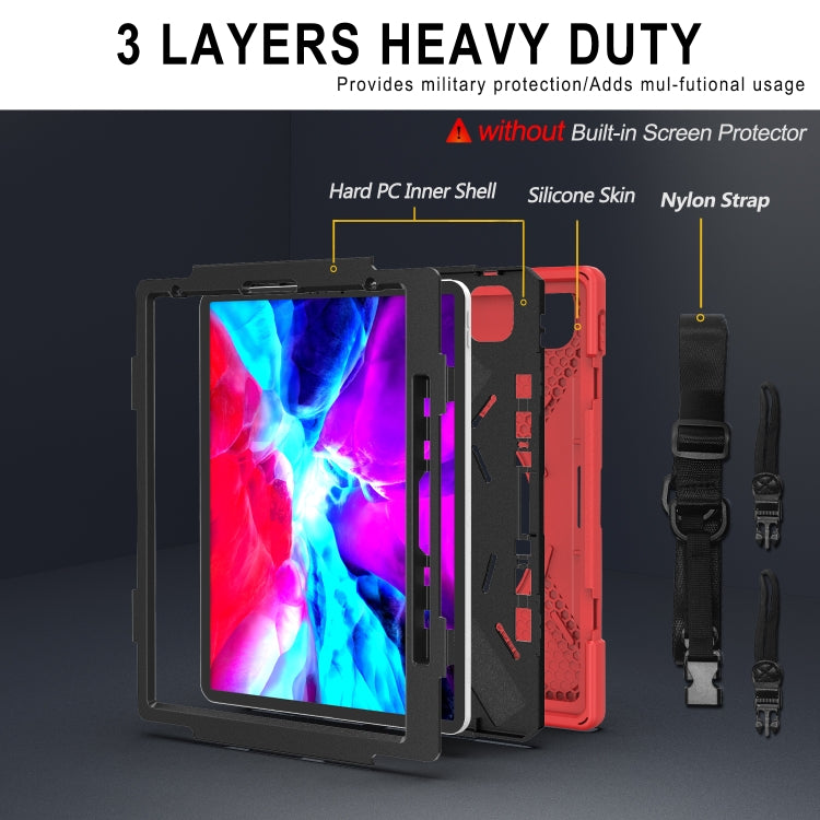 For iPad Pro 12.9 2021 / 2020 Shockproof Colorful Silicone + PC Protective Tablet Case with Holder & Shoulder Strap & Hand Strap & Pen Slot(Red) - iPad Pro 12.9 (2020) Cases by buy2fix | Online Shopping UK | buy2fix