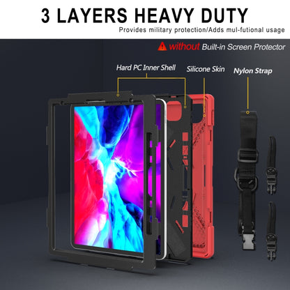 For iPad Pro 12.9 2021 / 2020 Shockproof Colorful Silicone + PC Protective Tablet Case with Holder & Shoulder Strap & Hand Strap & Pen Slot(Red) - iPad Pro 12.9 (2020) Cases by buy2fix | Online Shopping UK | buy2fix