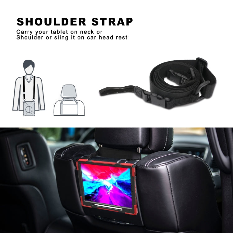 For iPad Pro 12.9 2021 / 2020 Shockproof Colorful Silicone + PC Protective Tablet Case with Holder & Shoulder Strap & Hand Strap & Pen Slot(Red) - iPad Pro 12.9 (2020) Cases by buy2fix | Online Shopping UK | buy2fix