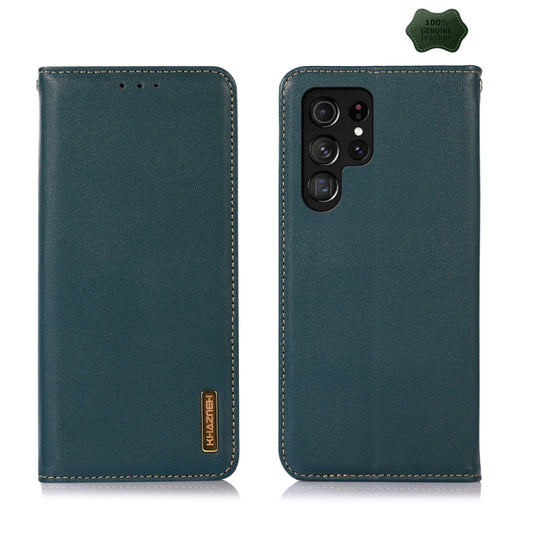 For Samsung Galaxy S24 Ultra KHAZNEH Nappa Top Layer Cowhide Leather Phone Case(Green) - Galaxy Phone Cases by buy2fix | Online Shopping UK | buy2fix