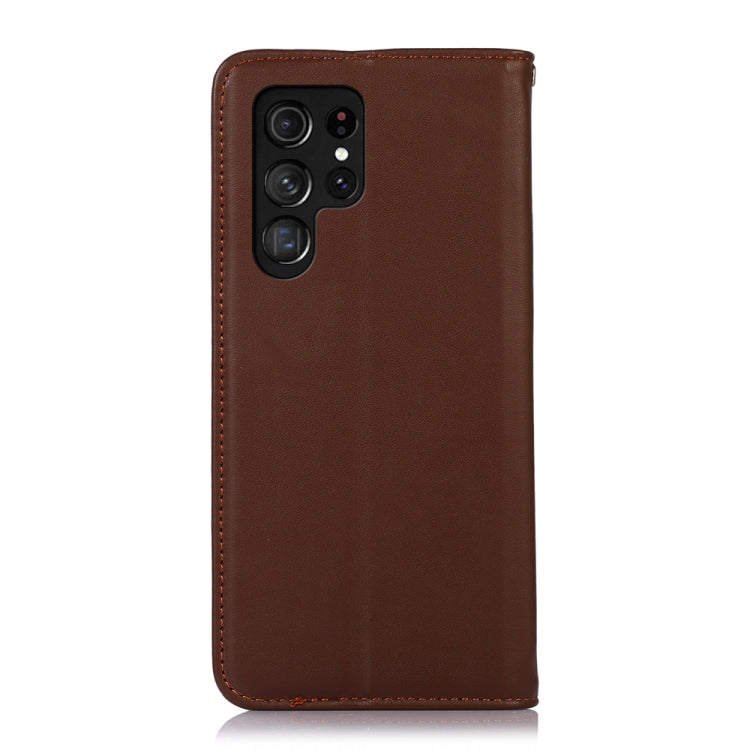 For Samsung Galaxy S24 Ultra KHAZNEH Nappa Top Layer Cowhide Leather Phone Case(Brown) - Galaxy Phone Cases by buy2fix | Online Shopping UK | buy2fix