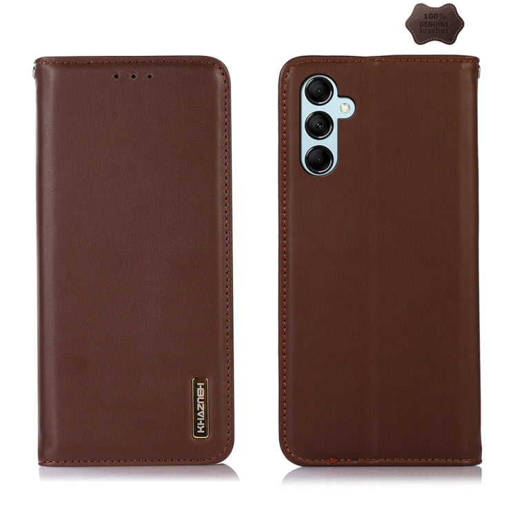 For Samsung Galaxy S24 KHAZNEH Nappa Top Layer Cowhide Leather Phone Case(Brown) - Galaxy Phone Cases by buy2fix | Online Shopping UK | buy2fix