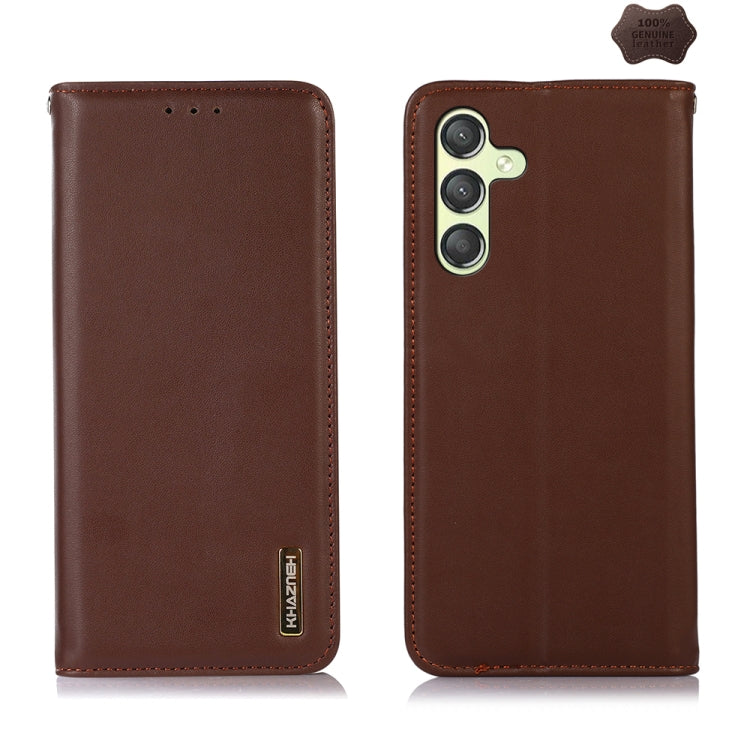 For Samsung Galaxy A25 5G Global KHAZNEH Nappa Top Layer Cowhide Leather Phone Case(Brown) - Galaxy Phone Cases by buy2fix | Online Shopping UK | buy2fix