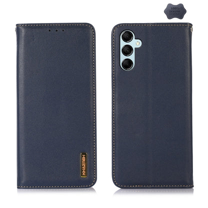 For Samsung Galaxy A55 5G KHAZNEH Nappa Top Layer Cowhide Leather Phone Case(Blue) - Galaxy Phone Cases by buy2fix | Online Shopping UK | buy2fix