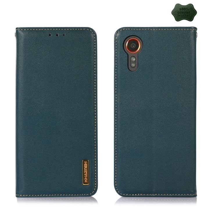 For Samsung Galaxy Xcover 7 KHAZNEH Nappa Top Layer Cowhide Leather Phone Case(Green) - Galaxy Phone Cases by buy2fix | Online Shopping UK | buy2fix