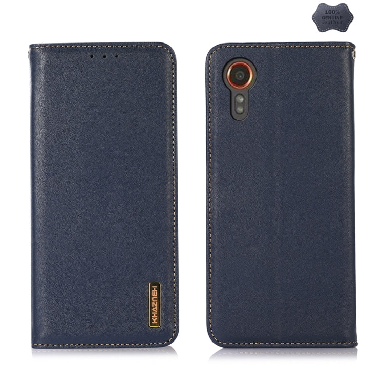 For Samsung Galaxy Xcover 7 KHAZNEH Nappa Top Layer Cowhide Leather Phone Case(Blue) - Galaxy Phone Cases by buy2fix | Online Shopping UK | buy2fix