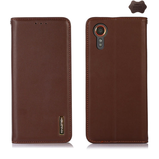 For Samsung Galaxy Xcover 7 KHAZNEH Nappa Top Layer Cowhide Leather Phone Case(Brown) - Galaxy Phone Cases by buy2fix | Online Shopping UK | buy2fix