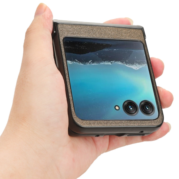 For Motorola Moto Razr 40 Ultra Sandskin Texture Phone Case(Brown) by buy2fix