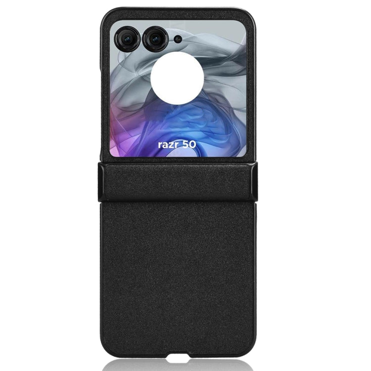 For Motorola Razr 50 Sandskin Texture Phone Case(Black) by buy2fix
