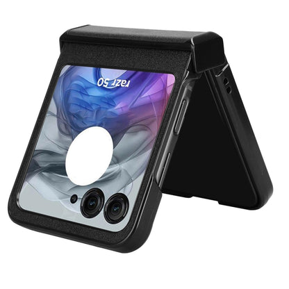 For Motorola Razr 50 Sandskin Texture Phone Case(Black) by buy2fix