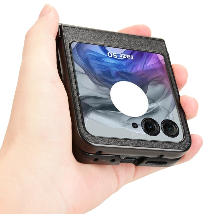 For Motorola Razr 50 Sandskin Texture Phone Case(Black) by buy2fix