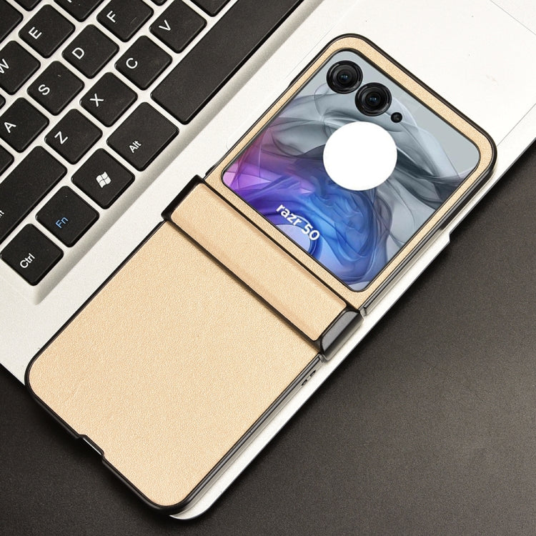 For Motorola Razr 50 Sandskin Texture Phone Case(Gold) by buy2fix