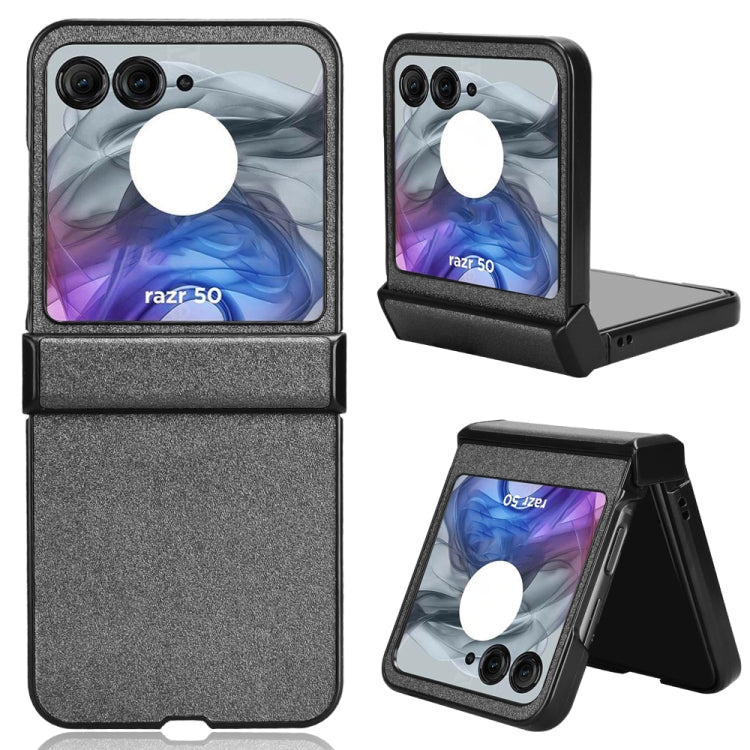 For Motorola Razr 50 Sandskin Texture Phone Case(Grey) by buy2fix