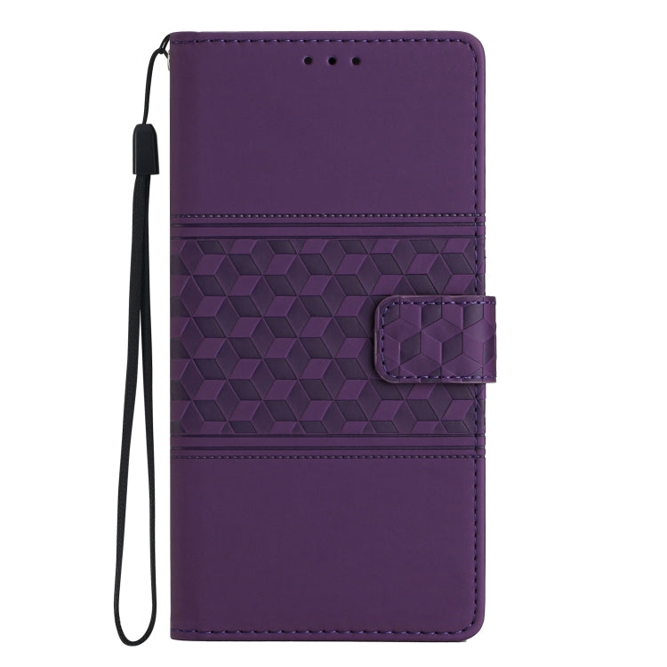 For Samsung Galaxy S24 5G Diamond Embossed Skin Feel Leather Phone Case(Purple) - Galaxy S24 5G Cases by buy2fix | Online Shopping UK | buy2fix