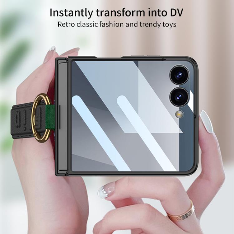 For Samsung Galaxy Z Flip7 5G GKK Integrated Ultrathin Shockproof Phone Case with Ring Wrist Strap(Green) - Galaxy Z Flip7 5G Cases by GKK | Online Shopping UK | buy2fix