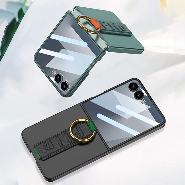 For Samsung Galaxy Z Flip7 5G GKK Integrated Ultrathin Shockproof Phone Case with Ring Wrist Strap(Green) - Galaxy Z Flip7 5G Cases by GKK | Online Shopping UK | buy2fix