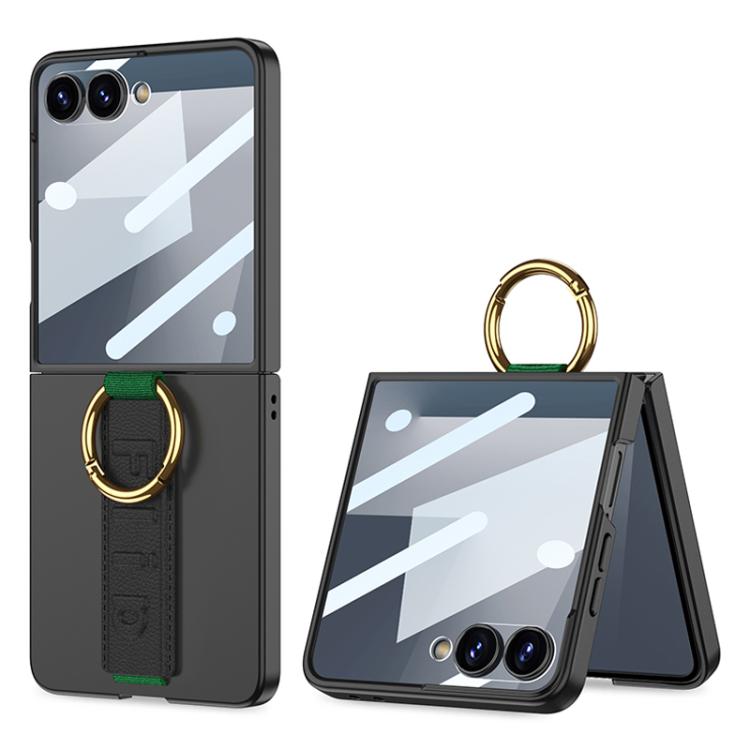 For Samsung Galaxy Z Flip7 5G GKK Integrated Ultrathin Shockproof Phone Case with Ring Wrist Strap(Black) - Galaxy Z Flip7 5G Cases by GKK | Online Shopping UK | buy2fix