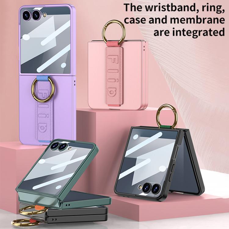 For Samsung Galaxy Z Flip7 5G GKK Integrated Ultrathin Shockproof Phone Case with Ring Wrist Strap(Black) - Galaxy Z Flip7 5G Cases by GKK | Online Shopping UK | buy2fix