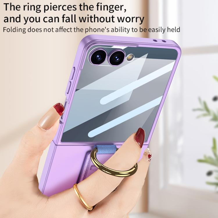 For Samsung Galaxy Z Flip7 5G GKK Integrated Ultrathin Shockproof Phone Case with Ring Wrist Strap(Black) - Galaxy Z Flip7 5G Cases by GKK | Online Shopping UK | buy2fix