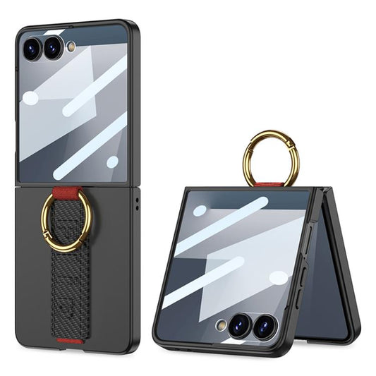 For Samsung Galaxy Z Flip7 5G GKK Integrated Ultrathin Shockproof Phone Case with Ring Wrist Strap(Carbon Fiber) - Galaxy Z Flip7 5G Cases by GKK | Online Shopping UK | buy2fix
