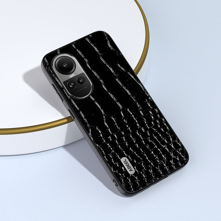 For OPPO Reno 10 / 10 Pro Global ABEEL Genuine Leather Crocodile Pattern Black Edge Phone Case(Black) - OPPO Cases by buy2fix | Online Shopping UK | buy2fix