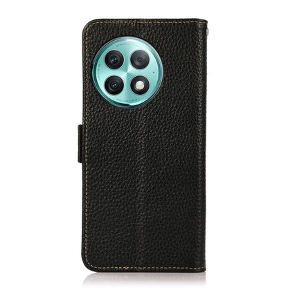 For OnePlus Ace 2 Pro KHAZNEH Side-Magnetic Litchi Genuine Leather RFID Phone Case(Black) - OnePlus Cases by buy2fix | Online Shopping UK | buy2fix