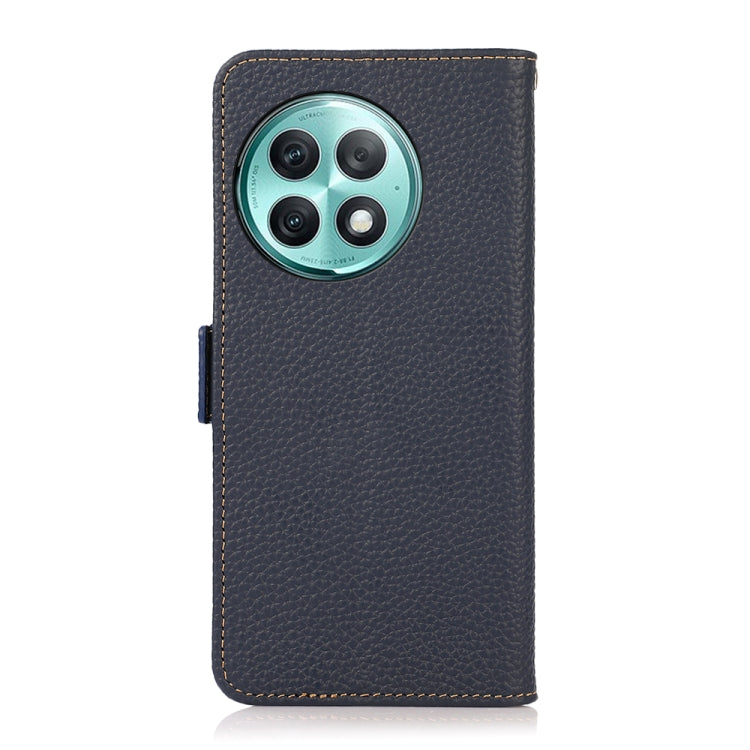 For OnePlus Ace 2 Pro KHAZNEH Side-Magnetic Litchi Genuine Leather RFID Phone Case(Blue) - OnePlus Cases by buy2fix | Online Shopping UK | buy2fix