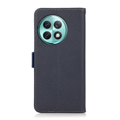For OnePlus Ace 2 Pro KHAZNEH Side-Magnetic Litchi Genuine Leather RFID Phone Case(Blue) - OnePlus Cases by buy2fix | Online Shopping UK | buy2fix