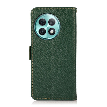 For OnePlus Ace 2 Pro KHAZNEH Side-Magnetic Litchi Genuine Leather RFID Phone Case(Green) - OnePlus Cases by buy2fix | Online Shopping UK | buy2fix