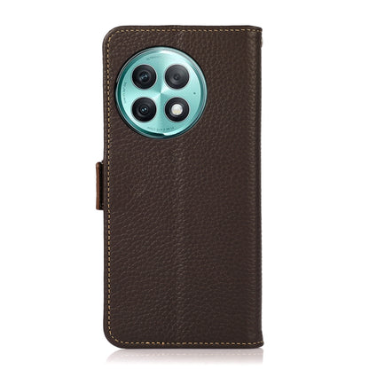 For OnePlus Ace 2 Pro KHAZNEH Side-Magnetic Litchi Genuine Leather RFID Phone Case(Brown) - OnePlus Cases by buy2fix | Online Shopping UK | buy2fix
