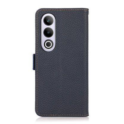 For OnePlus Ace 3V KHAZNEH Side-Magnetic Litchi Genuine Leather RFID Phone Case(Blue) - OnePlus Cases by buy2fix | Online Shopping UK | buy2fix