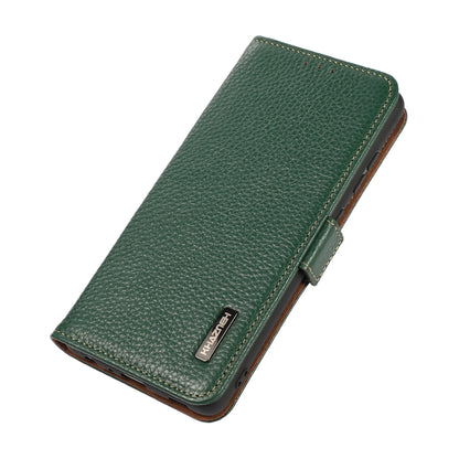 For OnePlus Ace 3V KHAZNEH Side-Magnetic Litchi Genuine Leather RFID Phone Case(Green) - OnePlus Cases by buy2fix | Online Shopping UK | buy2fix