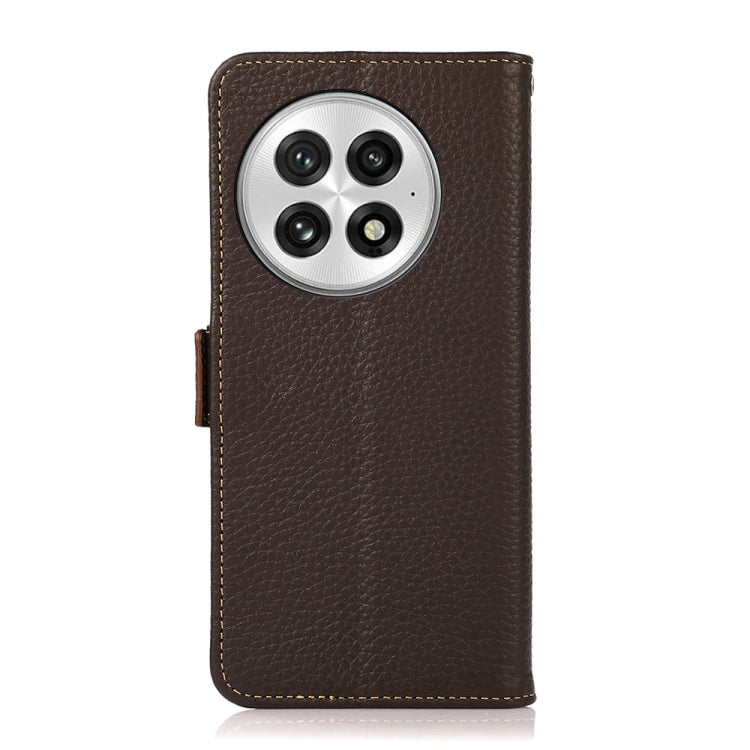 For OnePlus 13 KHAZNEH Side-Magnetic Litchi Genuine Leather RFID Phone Case(Brown) by buy2fix