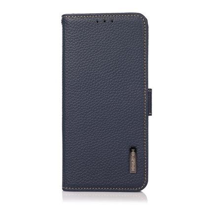 For OnePlus Ace 5 Pro / Ace 5 / 13R KHAZNEH Side-Magnetic Litchi Genuine Leather RFID Phone Case(Blue) - Ace 5 Cases by buy2fix | Online Shopping UK | buy2fix