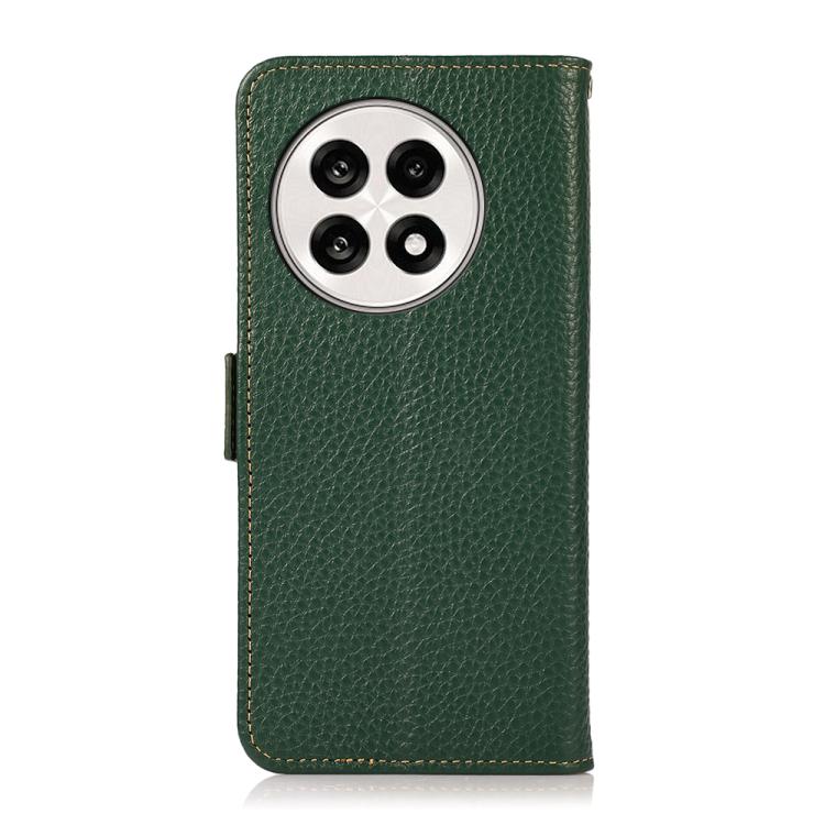 For OnePlus Ace 5 Pro / Ace 5 / 13R KHAZNEH Side-Magnetic Litchi Genuine Leather RFID Phone Case(Green) - Ace 5 Cases by buy2fix | Online Shopping UK | buy2fix