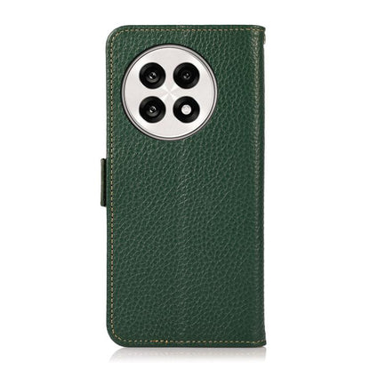 For OnePlus Ace 5 Pro / Ace 5 / 13R KHAZNEH Side-Magnetic Litchi Genuine Leather RFID Phone Case(Green) - Ace 5 Cases by buy2fix | Online Shopping UK | buy2fix