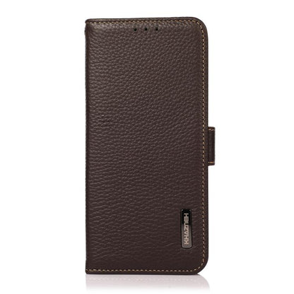 For OnePlus Ace 5 Pro / Ace 5 / 13R KHAZNEH Side-Magnetic Litchi Genuine Leather RFID Phone Case(Brown) - Ace 5 Cases by buy2fix | Online Shopping UK | buy2fix
