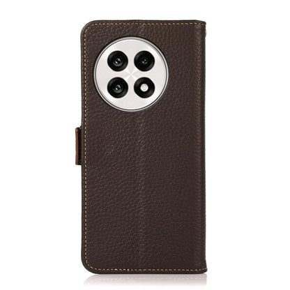 For OnePlus Ace 5 Pro / Ace 5 / 13R KHAZNEH Side-Magnetic Litchi Genuine Leather RFID Phone Case(Brown) - Ace 5 Cases by buy2fix | Online Shopping UK | buy2fix
